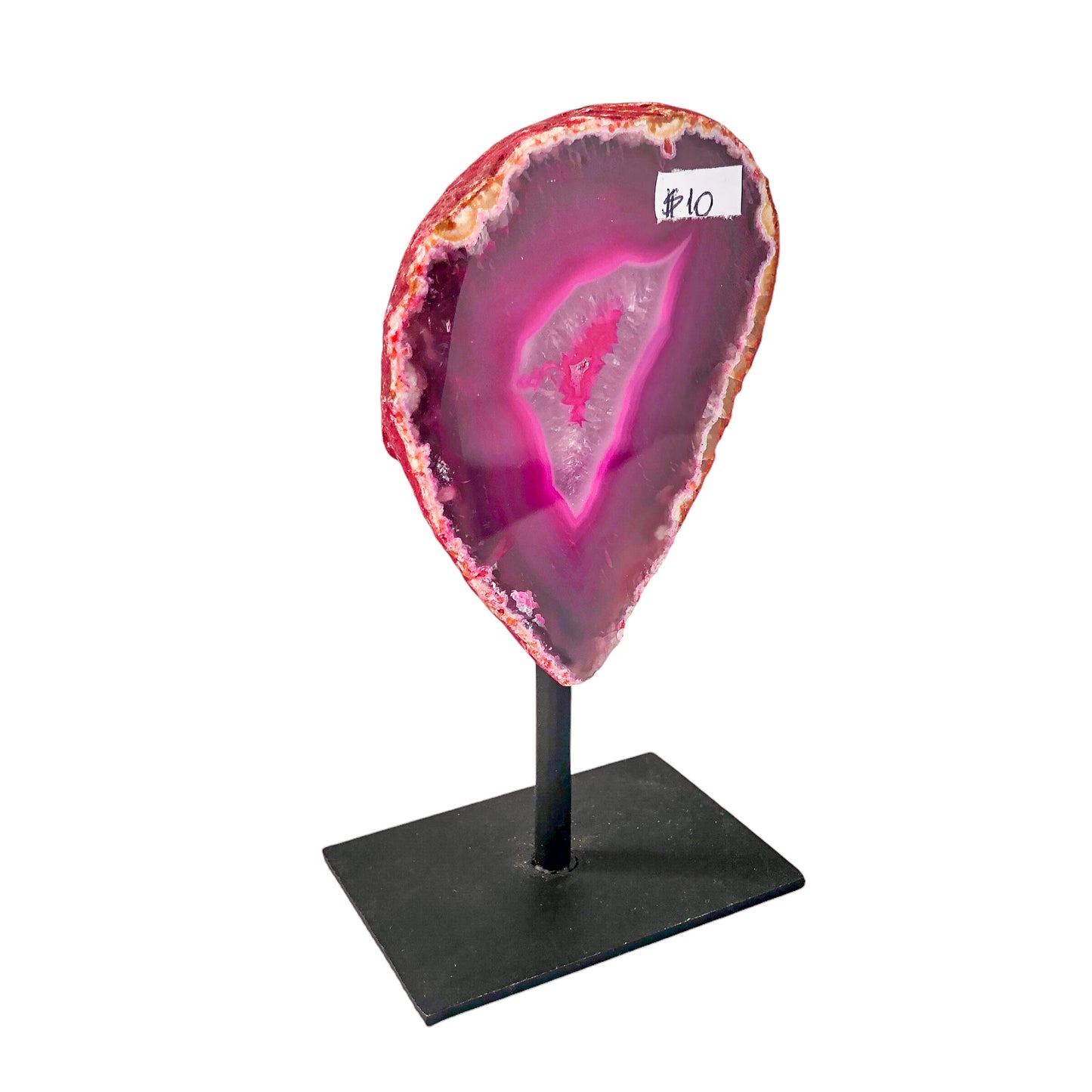 Pink Agate Geode on Stand