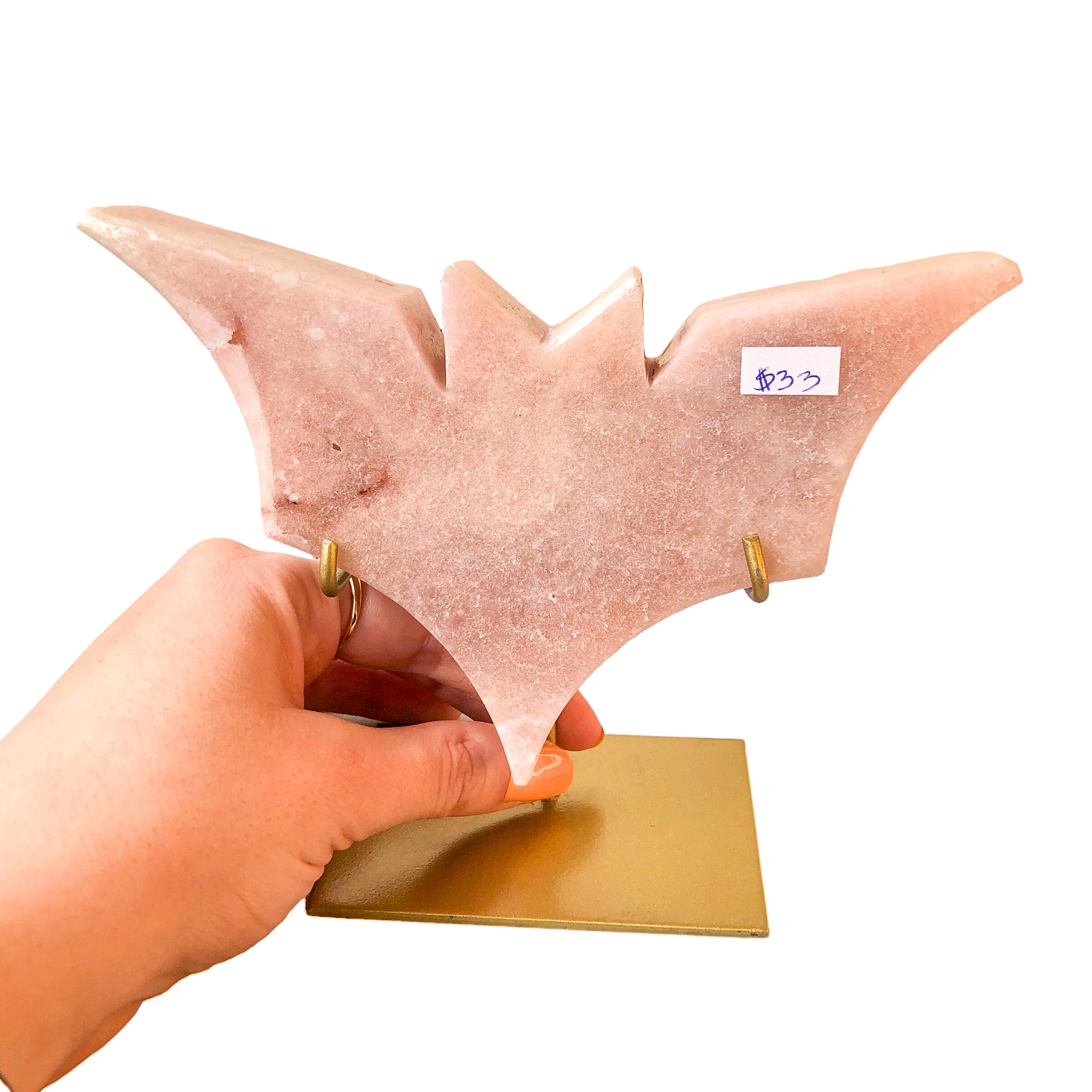 Pink Amethyst Bat on Stand