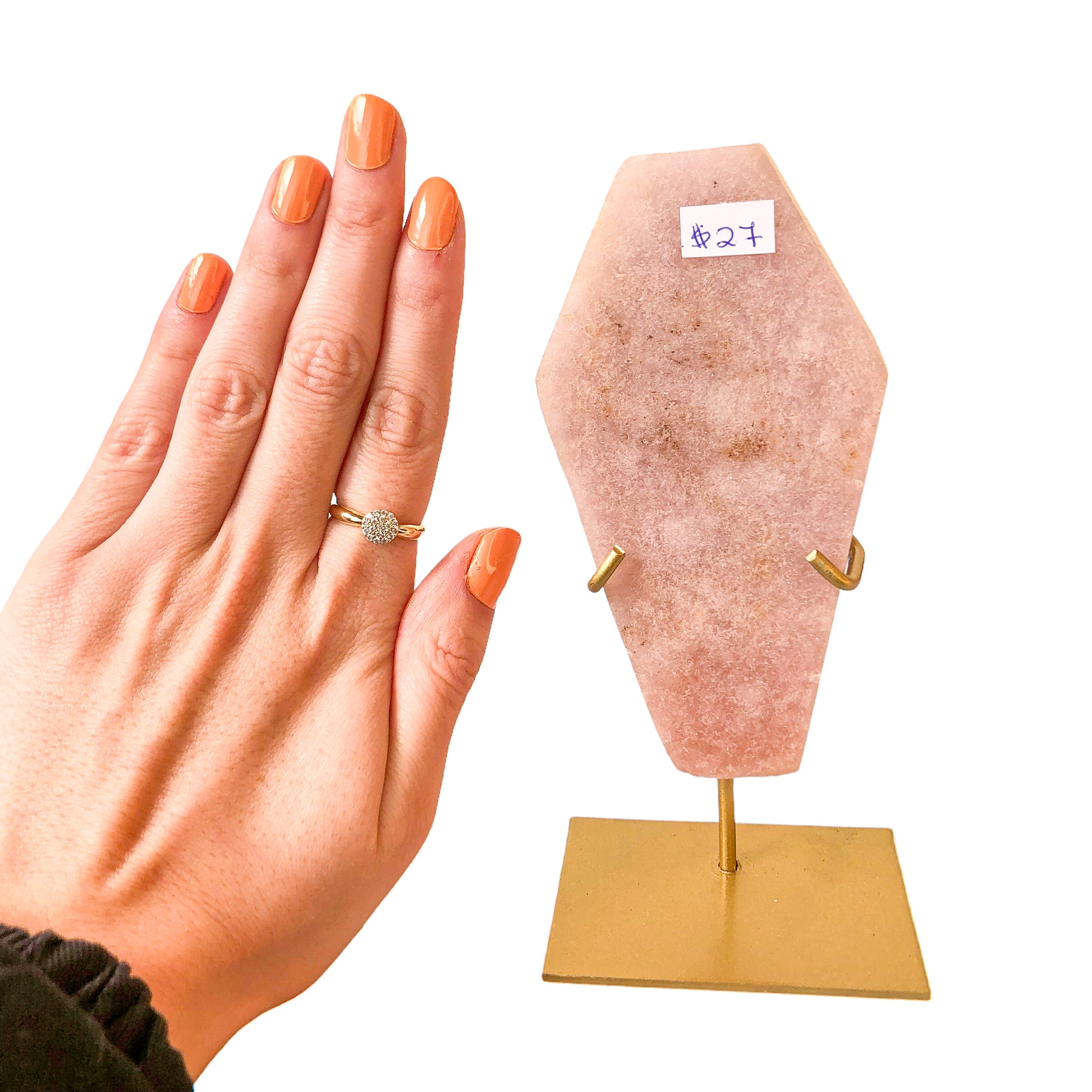 Pink Amethyst Coffin on Stand