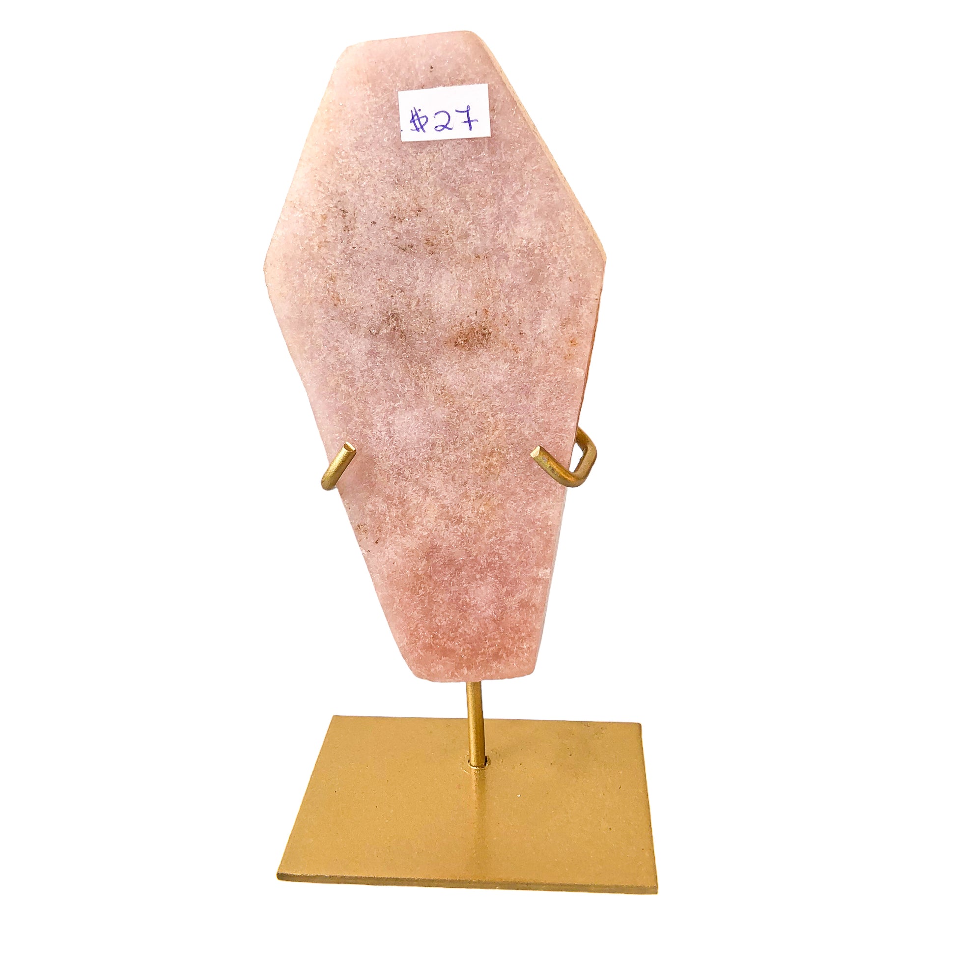 Pink Amethyst Coffin on Stand