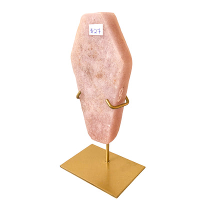 Pink Amethyst Coffin on Stand