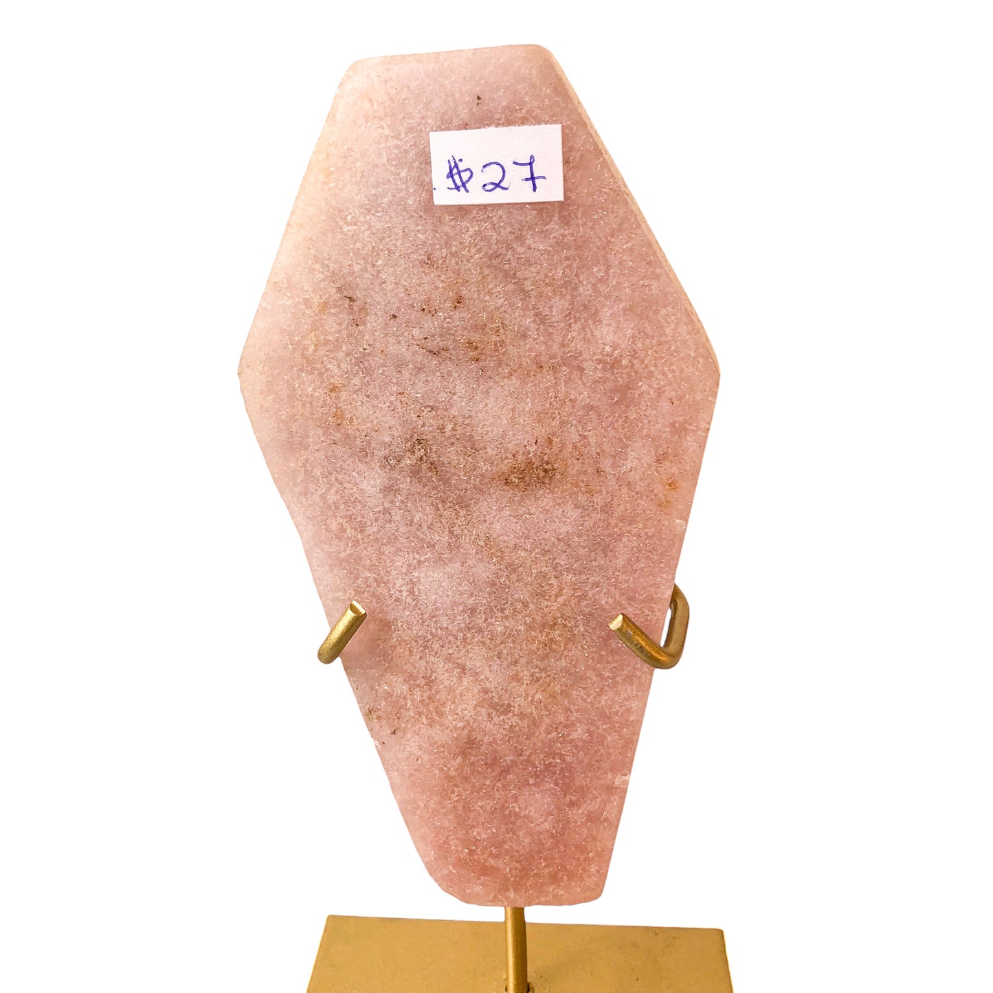 Pink Amethyst Coffin on Stand