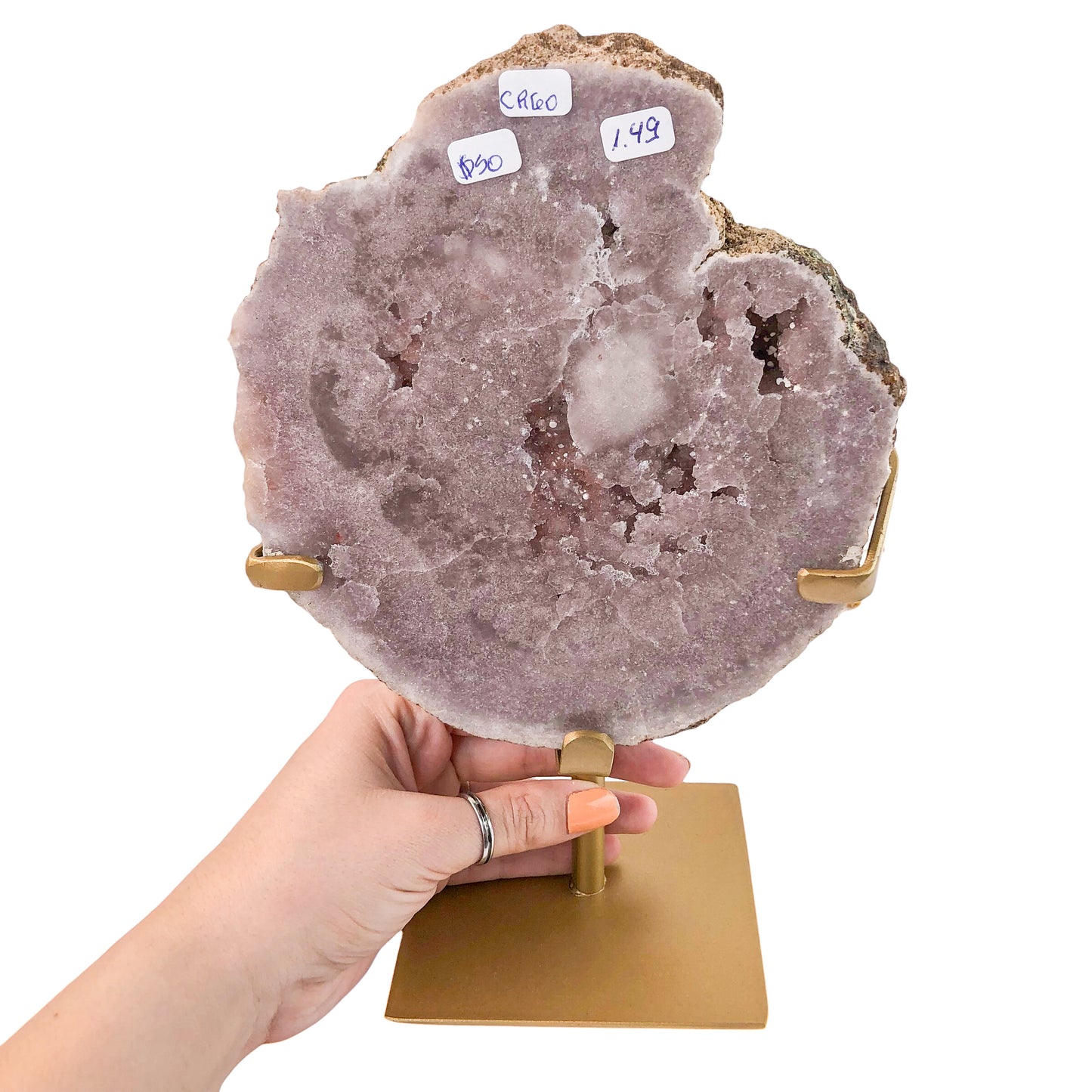 Small Pink Amethyst Slab on Stand