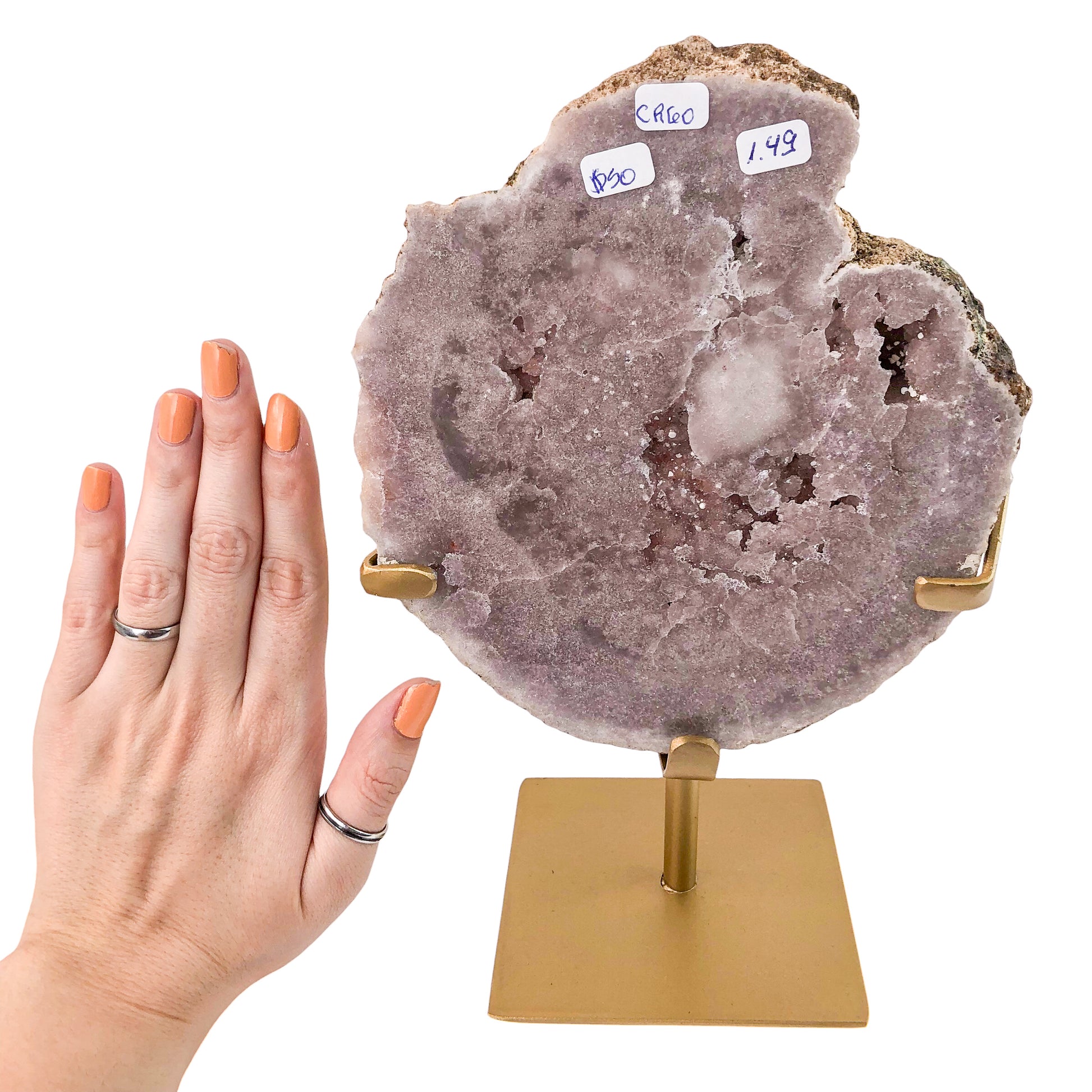 Small Pink Amethyst Slab on Stand