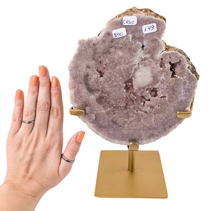 Small Pink Amethyst Slab on Stand