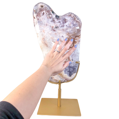 PINK AMETHYST SLAB ON STAND - Nativa Gems Brazil