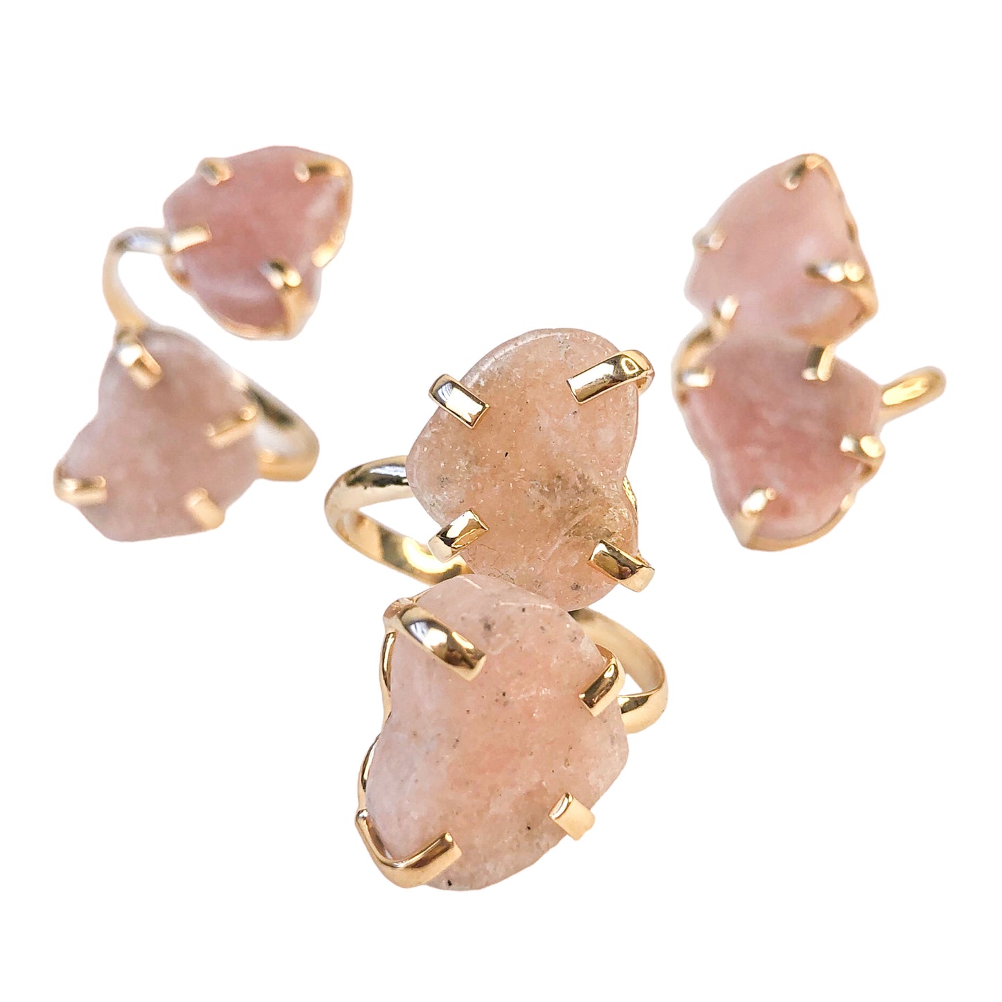 Pink Amethyst Dual Heart Rings