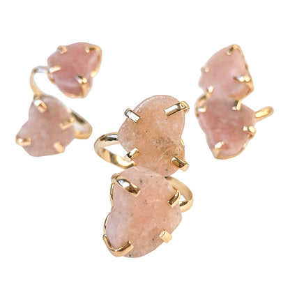 Pink Amethyst Dual Heart Rings