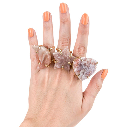 Pink Amethyst Shapes Rings