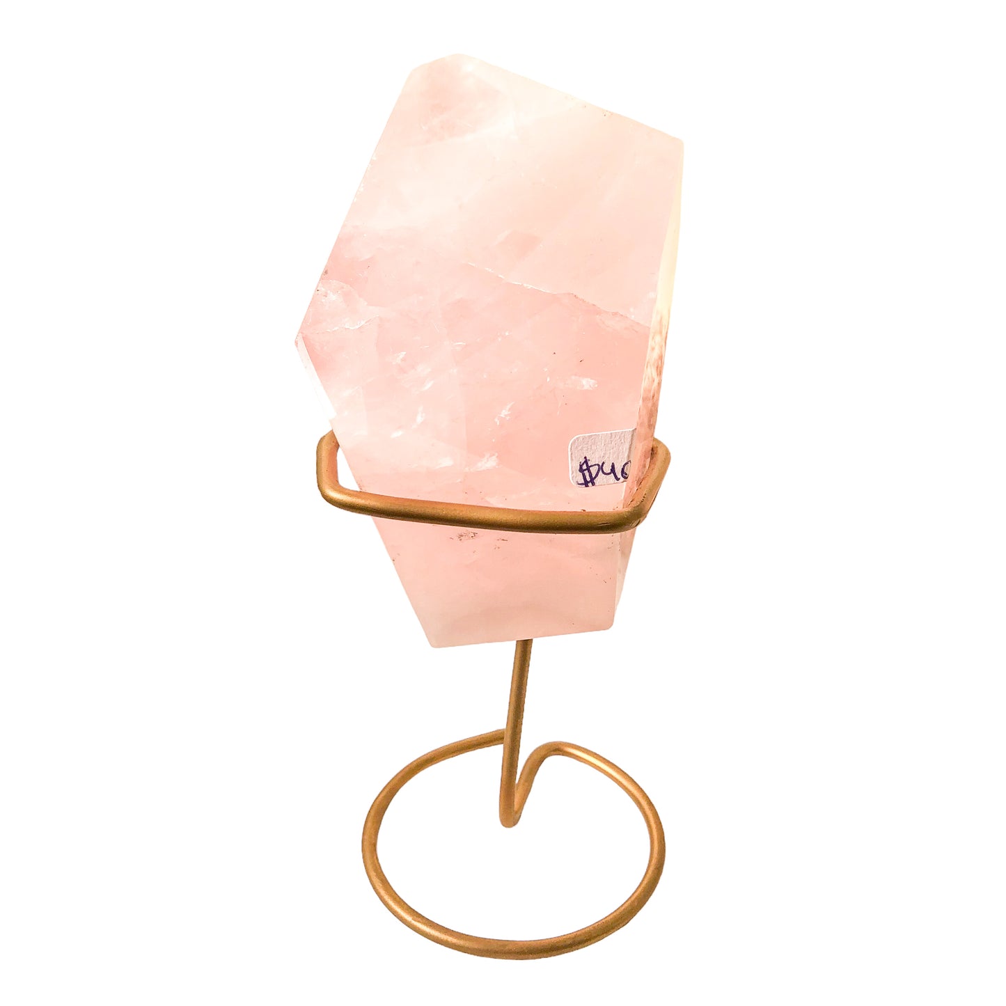 POLISHED ROSE QUARTZ ON STAND