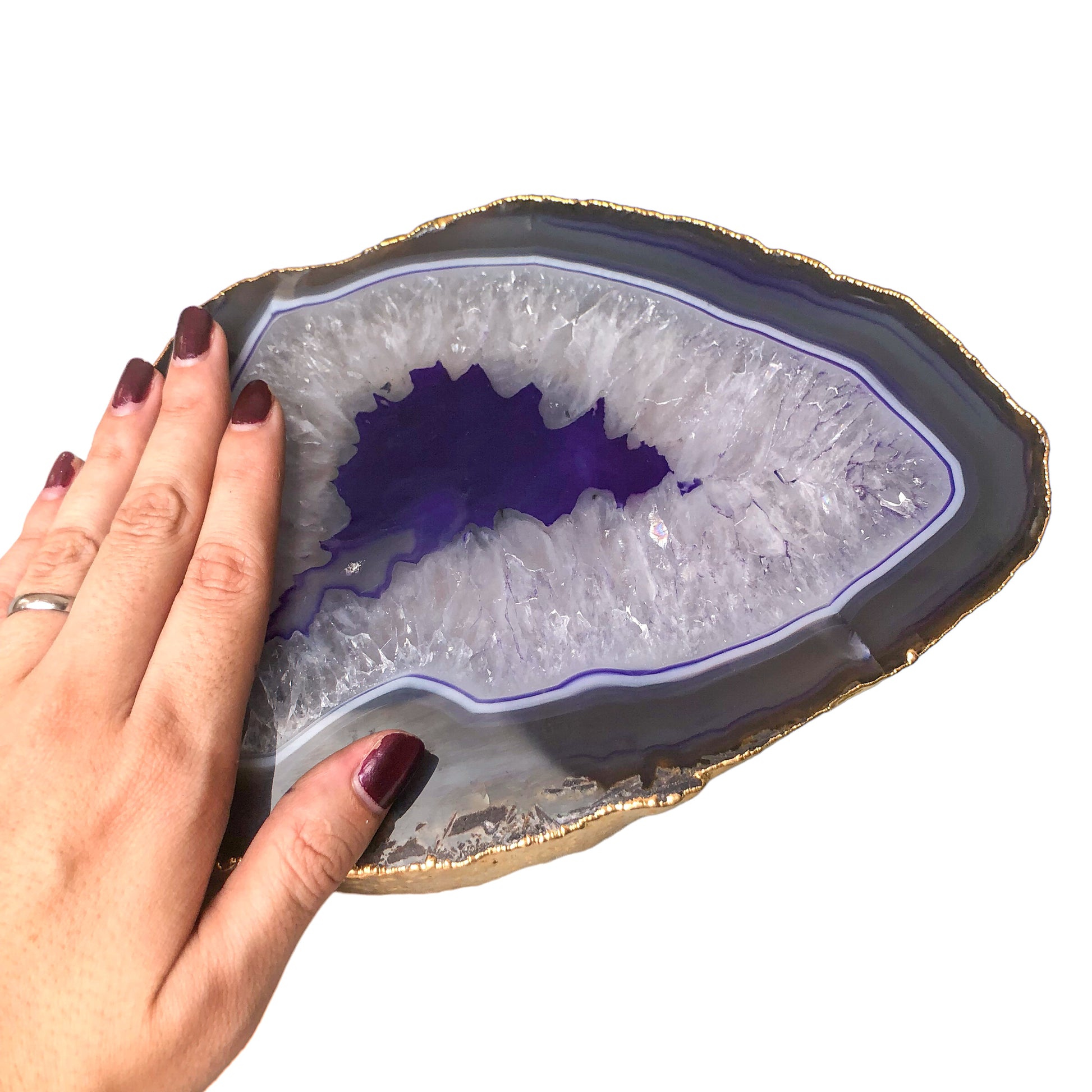 Purple Agate Platter - Gold Edges Plated