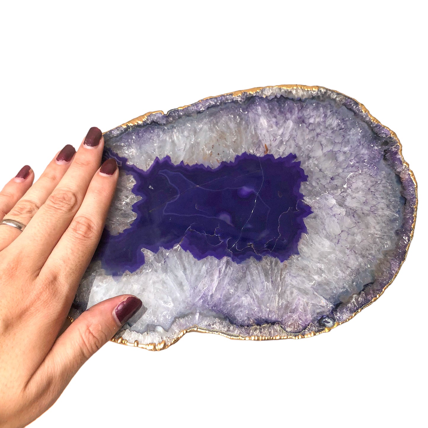 Purple Agate Platter - Gold Edges Plated