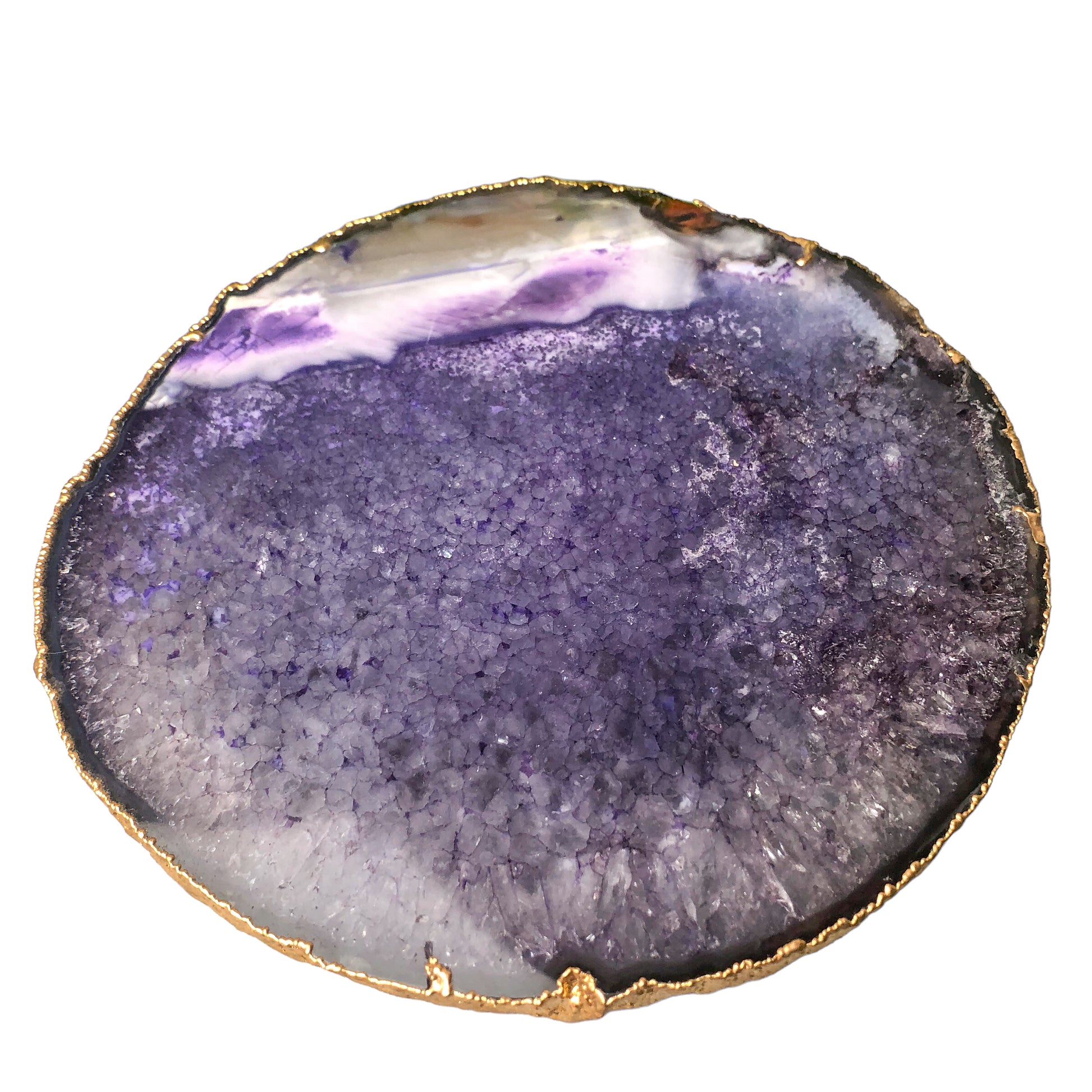 Purple Agate Platter - Gold Edges Plated