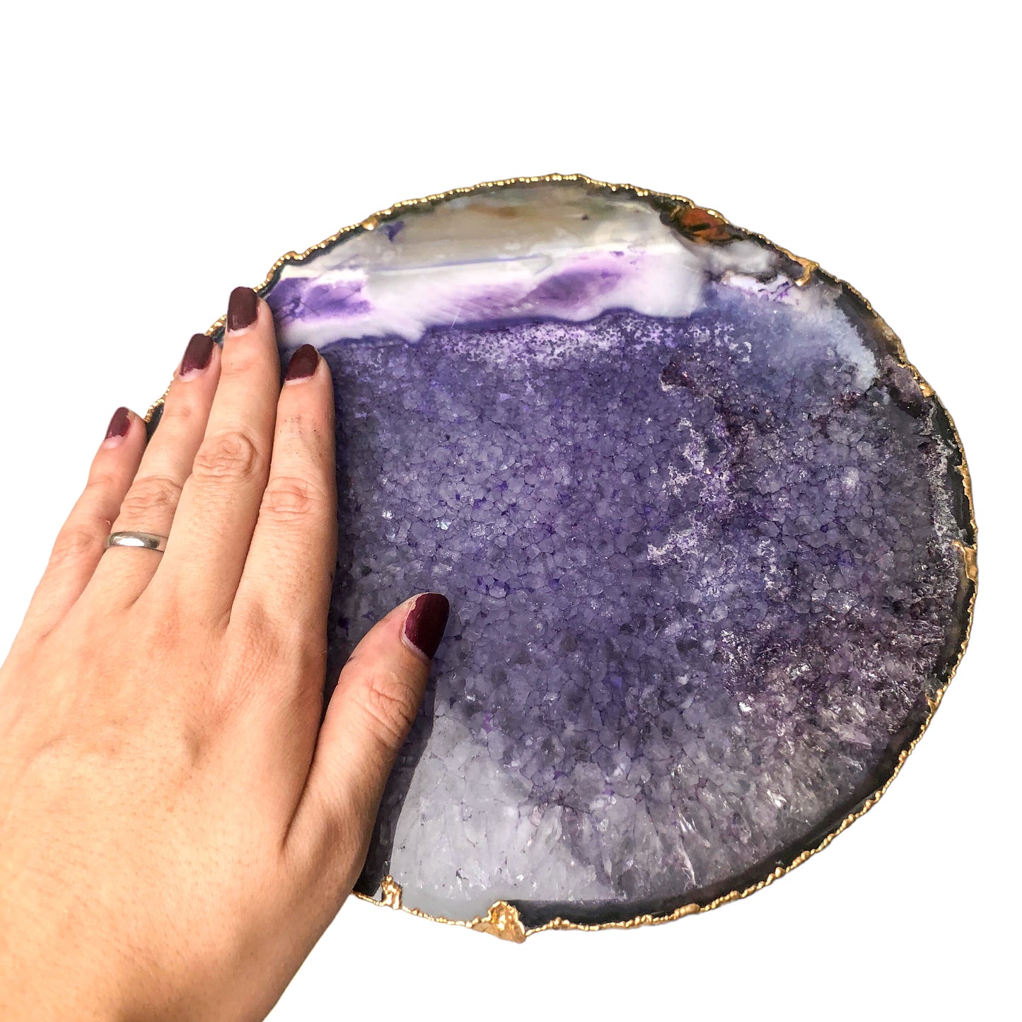 Purple Agate Platter - Gold Edges Plated