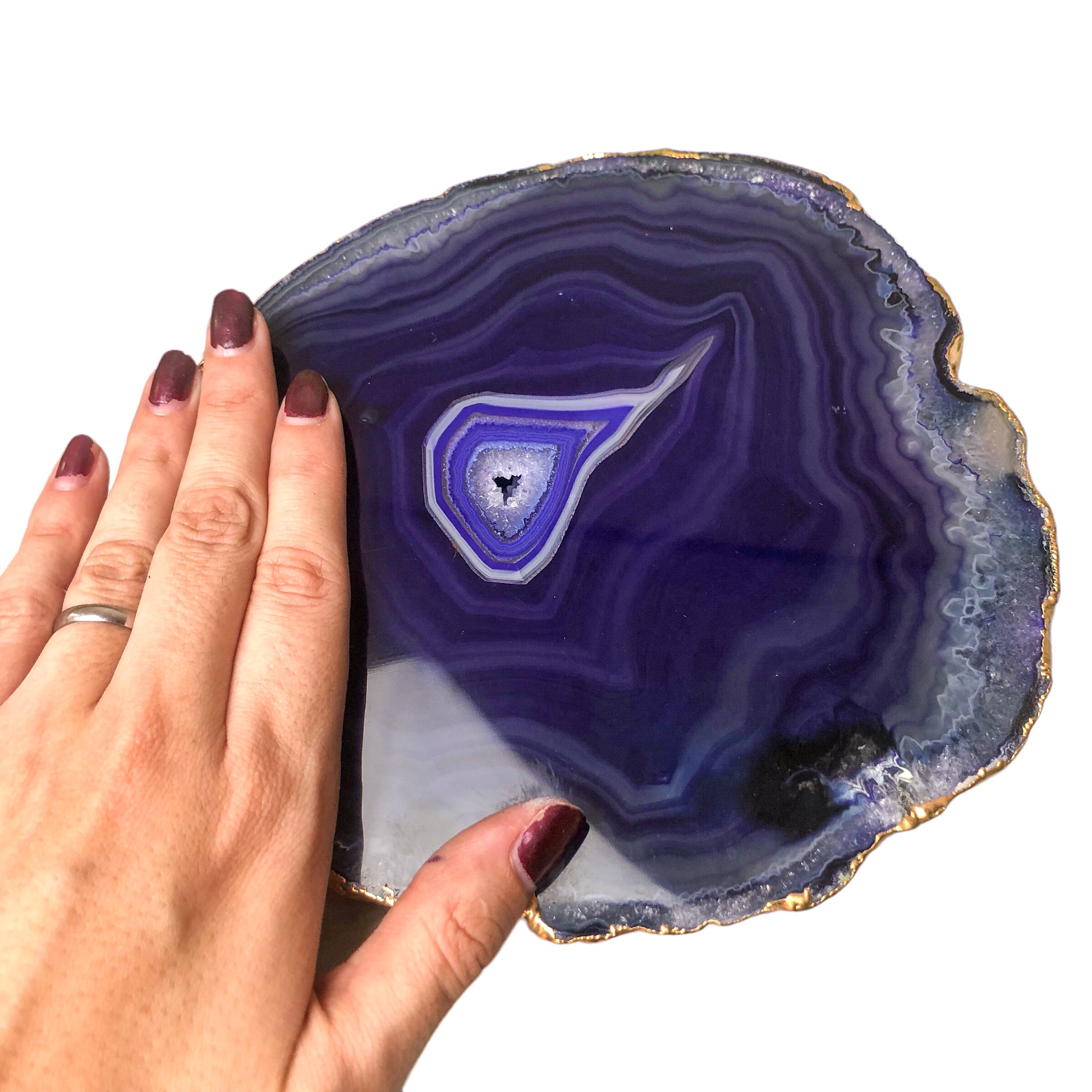 Purple Agate Platter - Gold Edges Plated