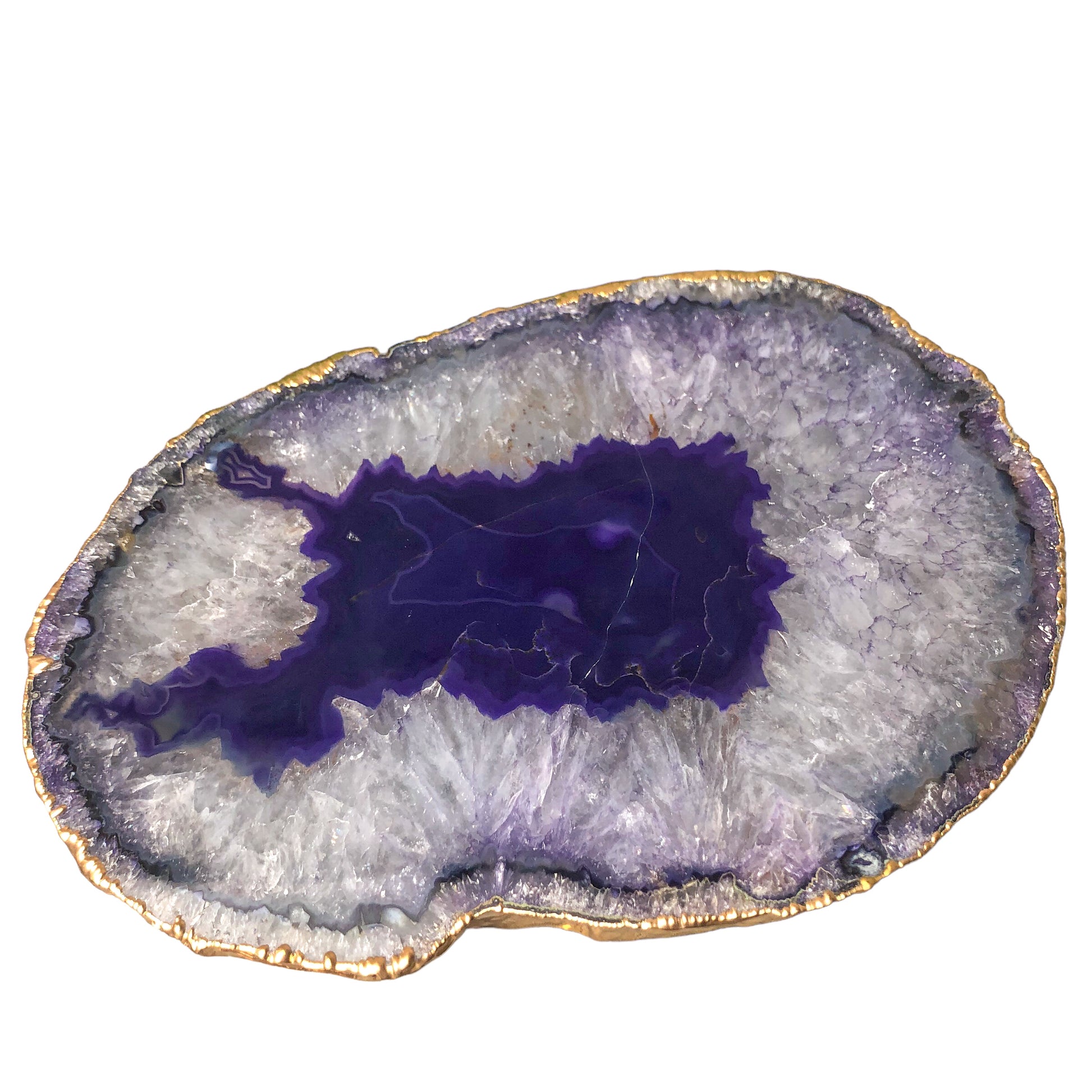 Purple Agate Platter - Gold Edges Plated