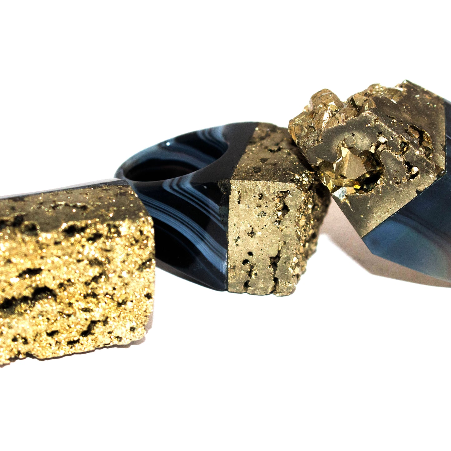 pyrite on agate base
