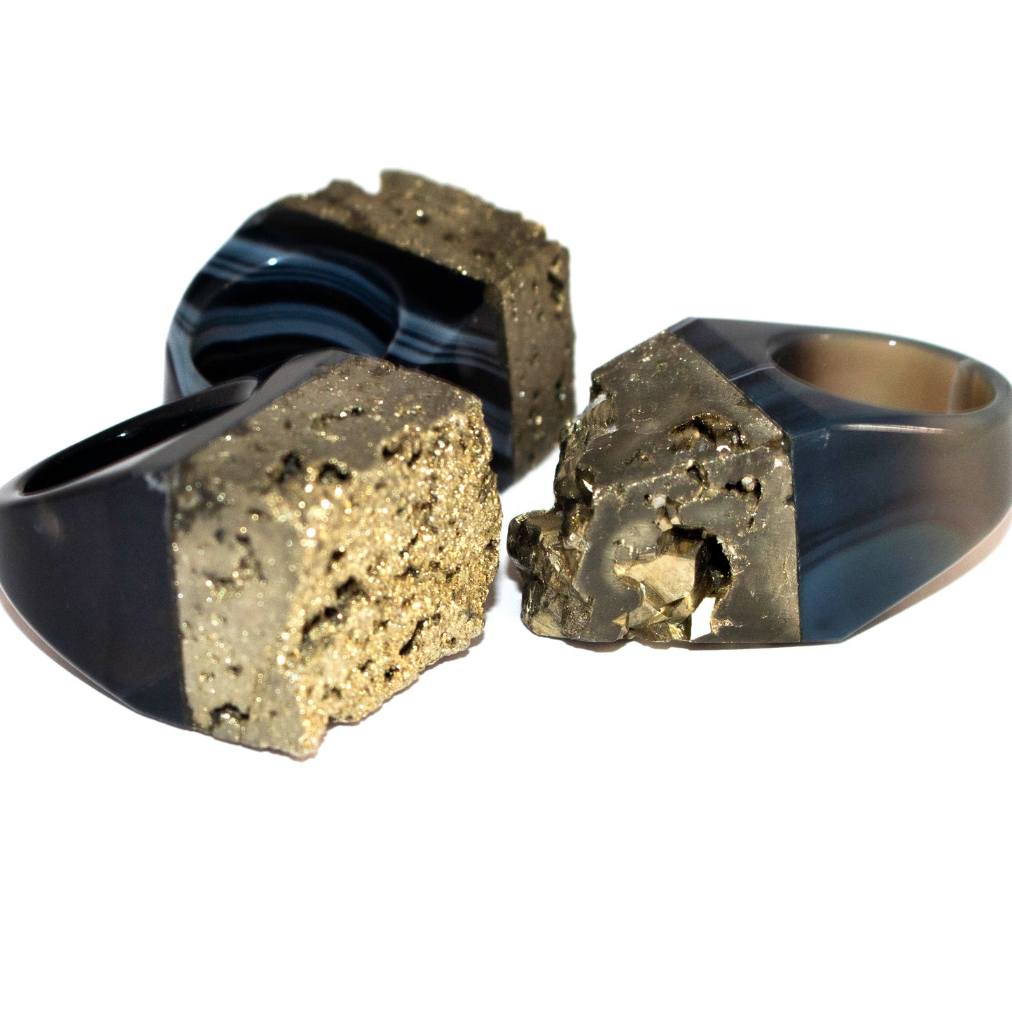 pyrite on agate base