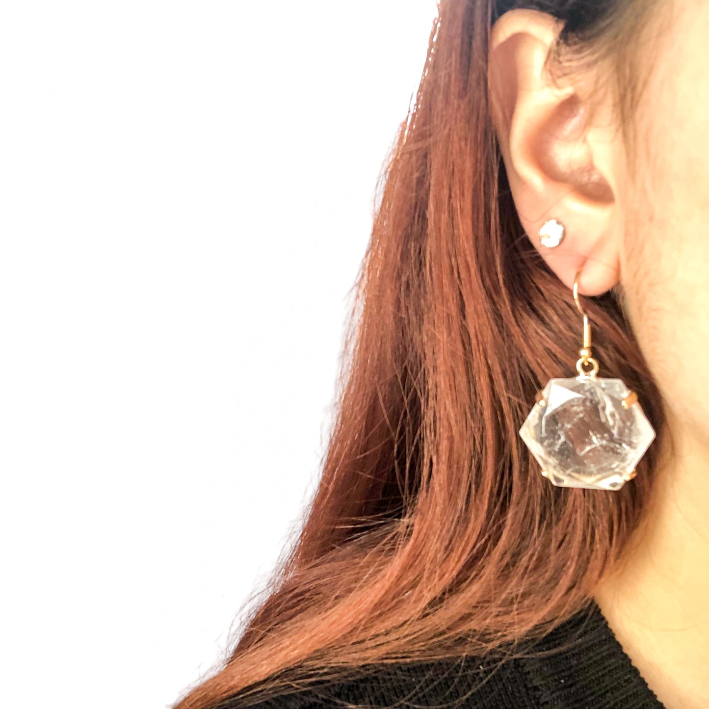 Hexagon Quartz Earrings