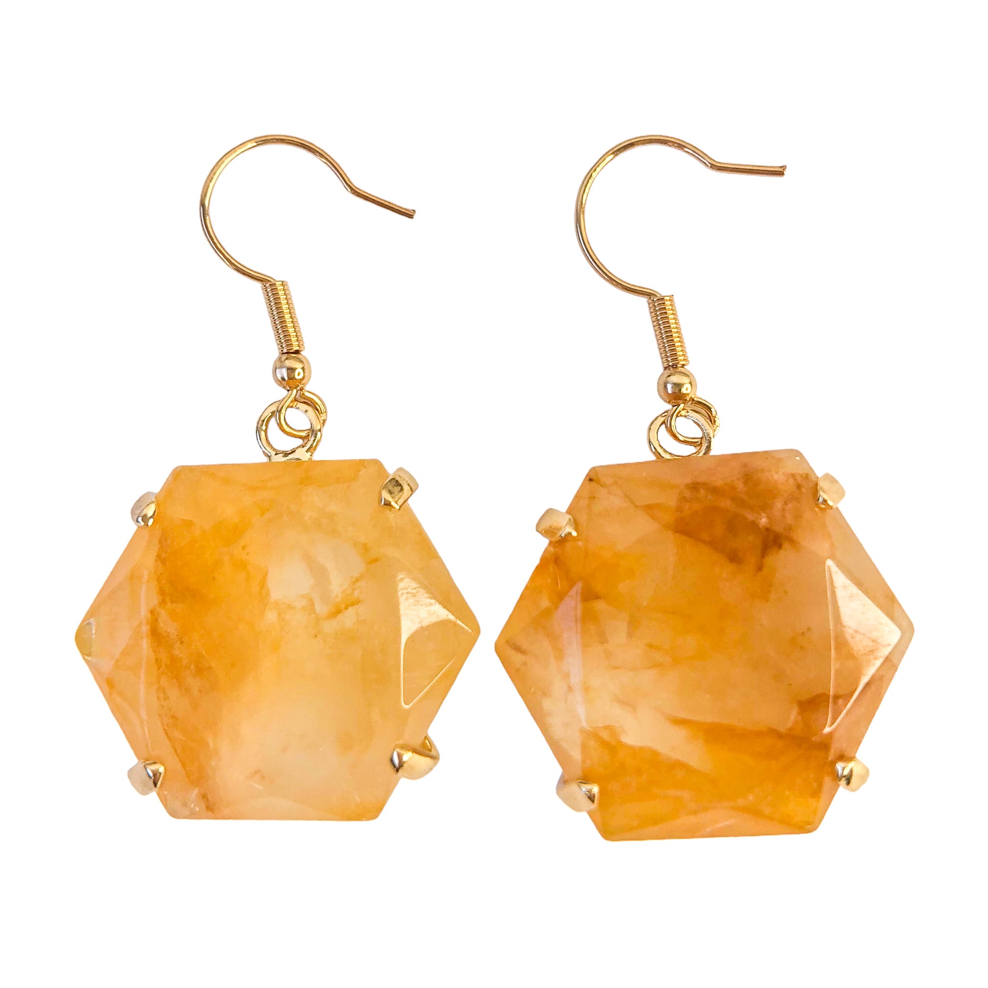 Hexagon Quartz Earrings