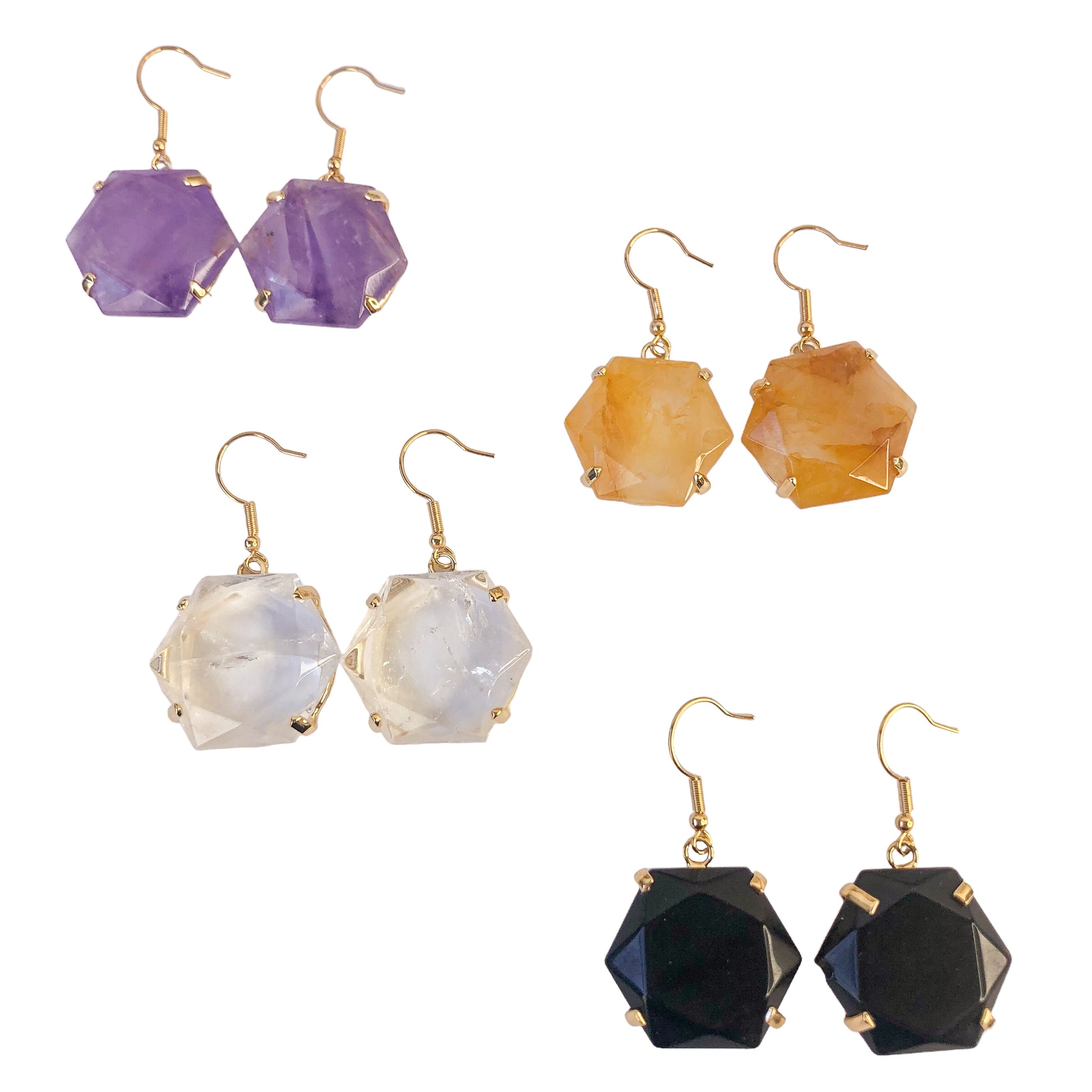 Hexagon Quartz Earrings