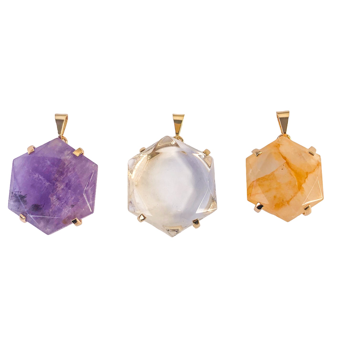 Hexagon Quartz Pendants