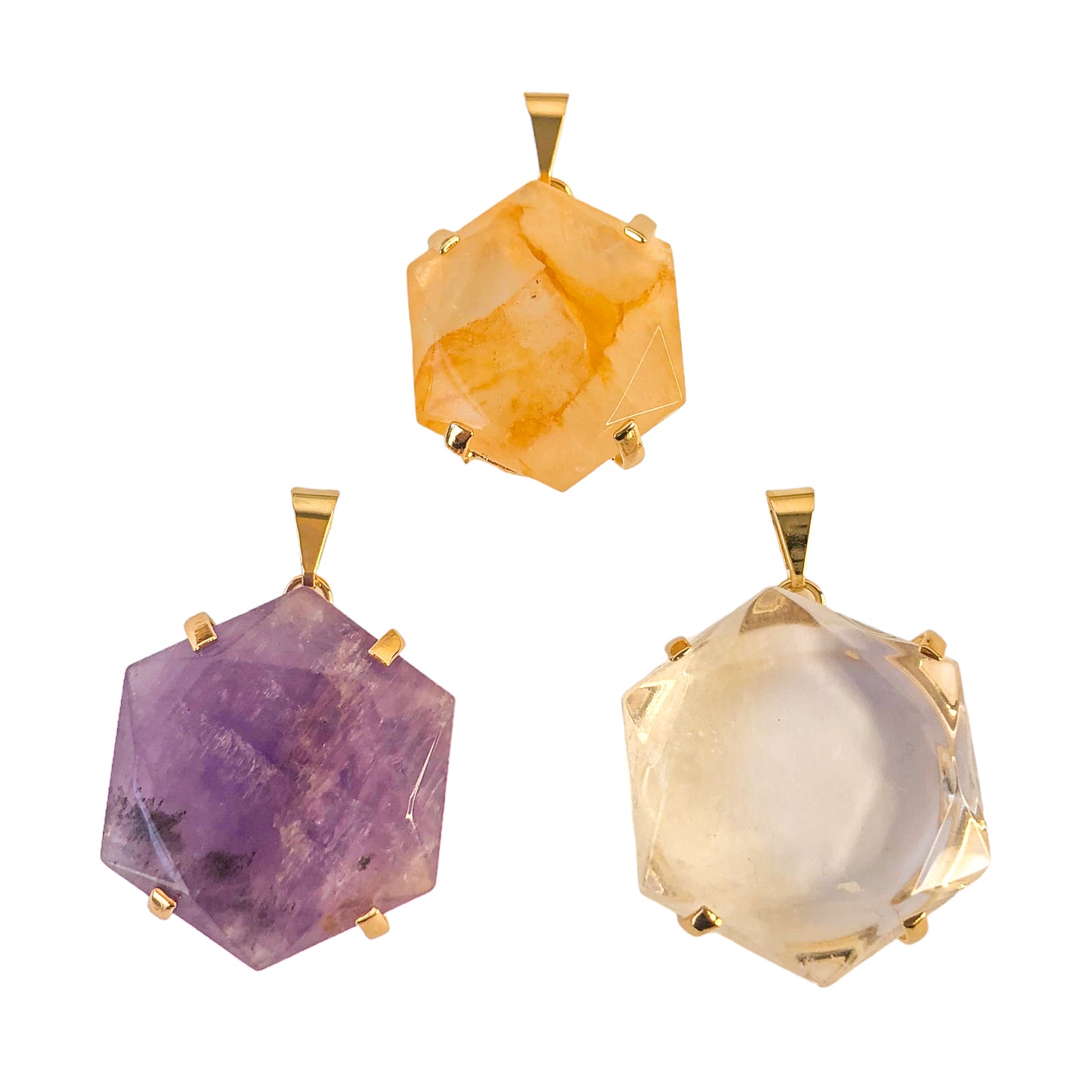 Hexagon Quartz Pendants