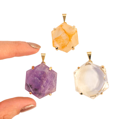 Hexagon Quartz Pendants