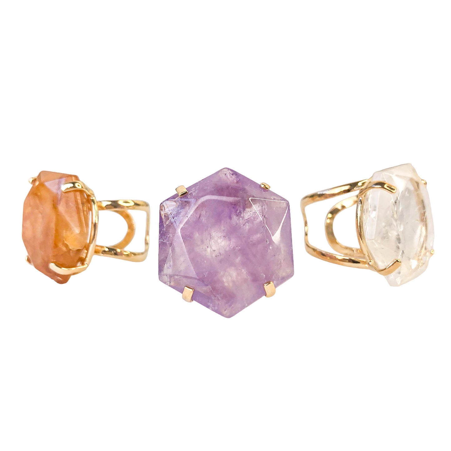 Hexagon Quartz Rings