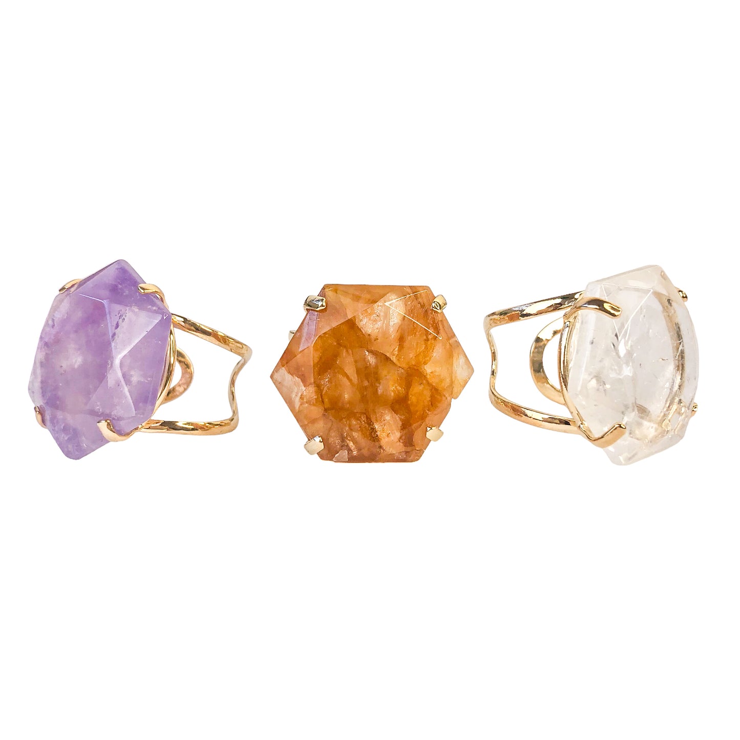 Hexagon Quartz Rings