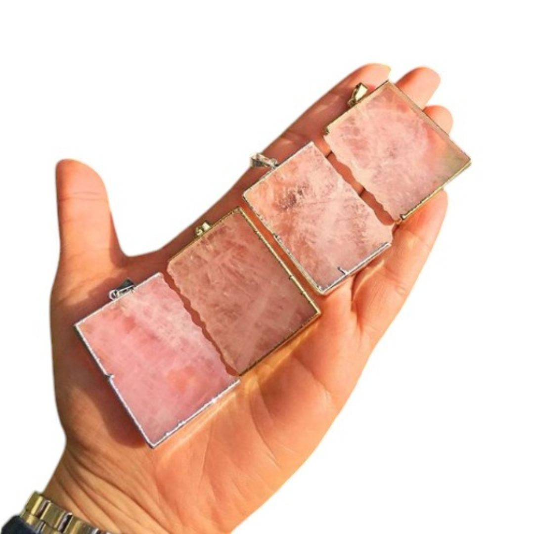 Rose Quartz Slice Pendants