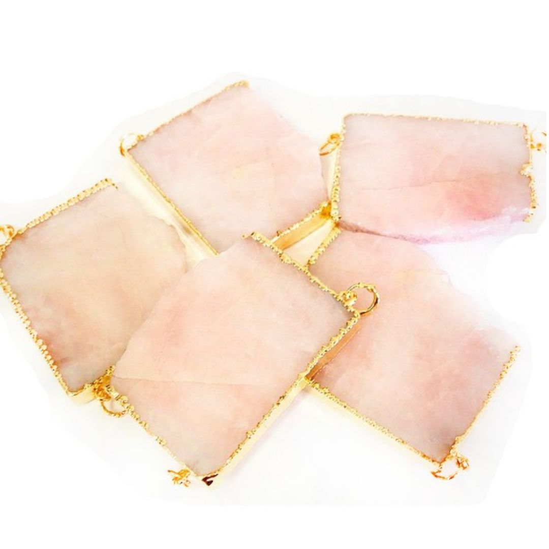 Rose Quartz Slice Pendants