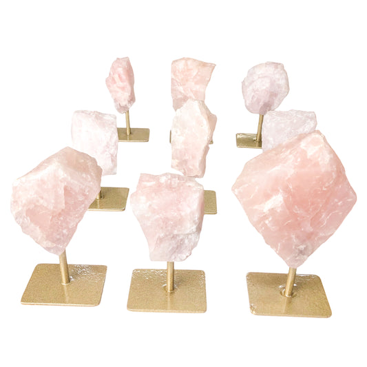 Set of Rose Quartz on Stand