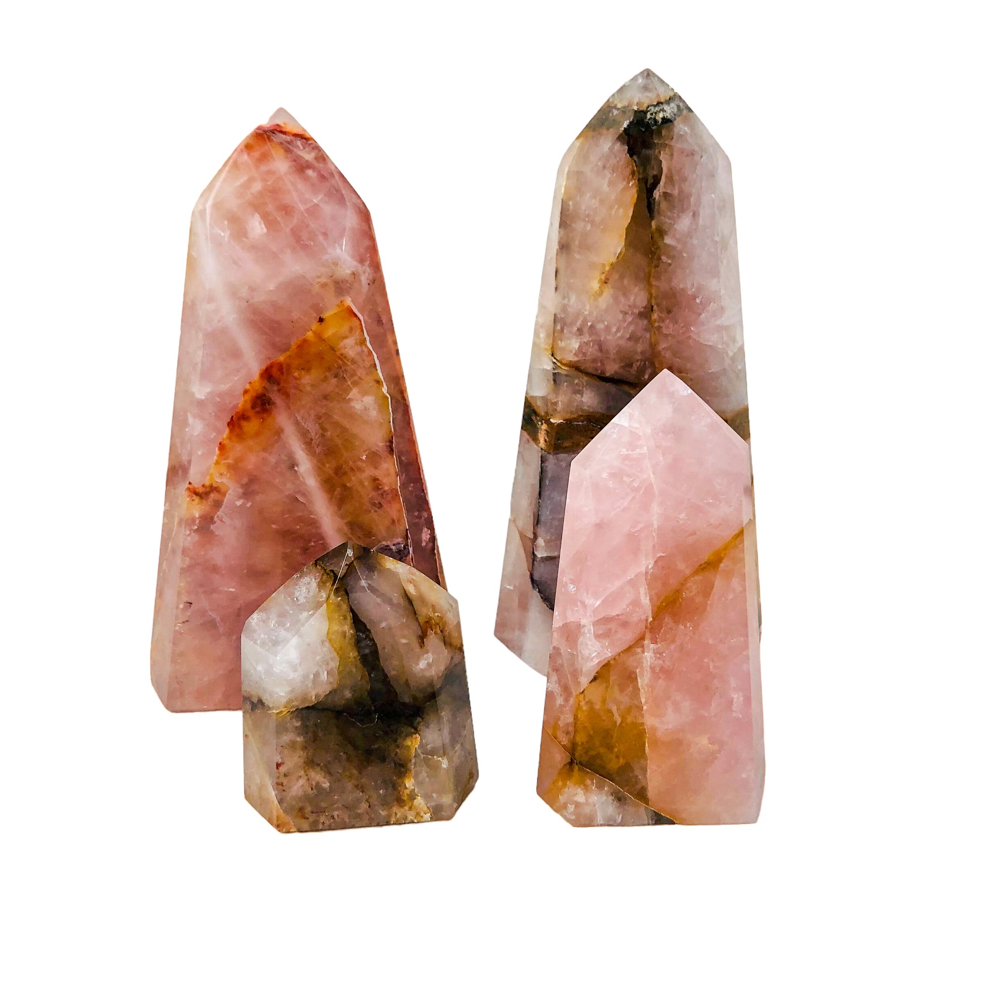 Rose Quartz with Golden Healer Inclusions Towers