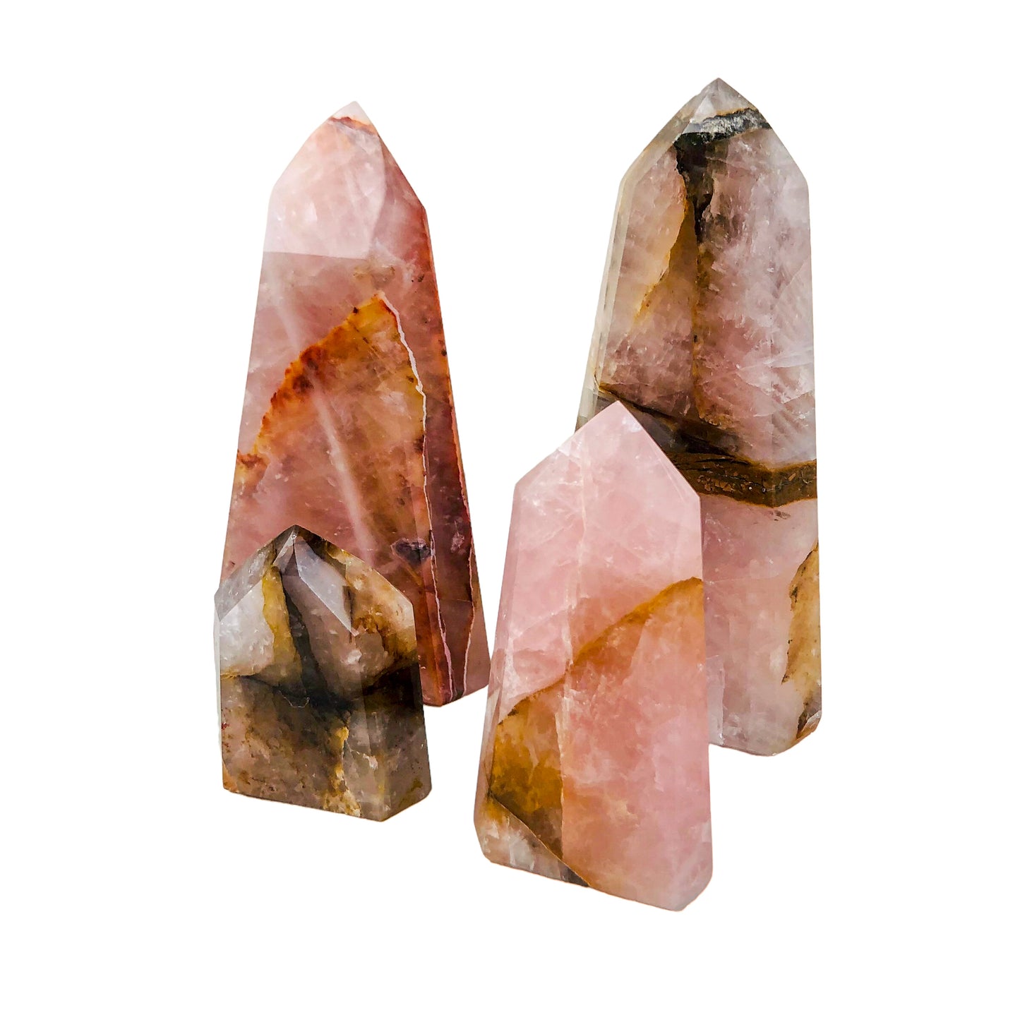 Rose Quartz with Golden Healer Inclusions Towers