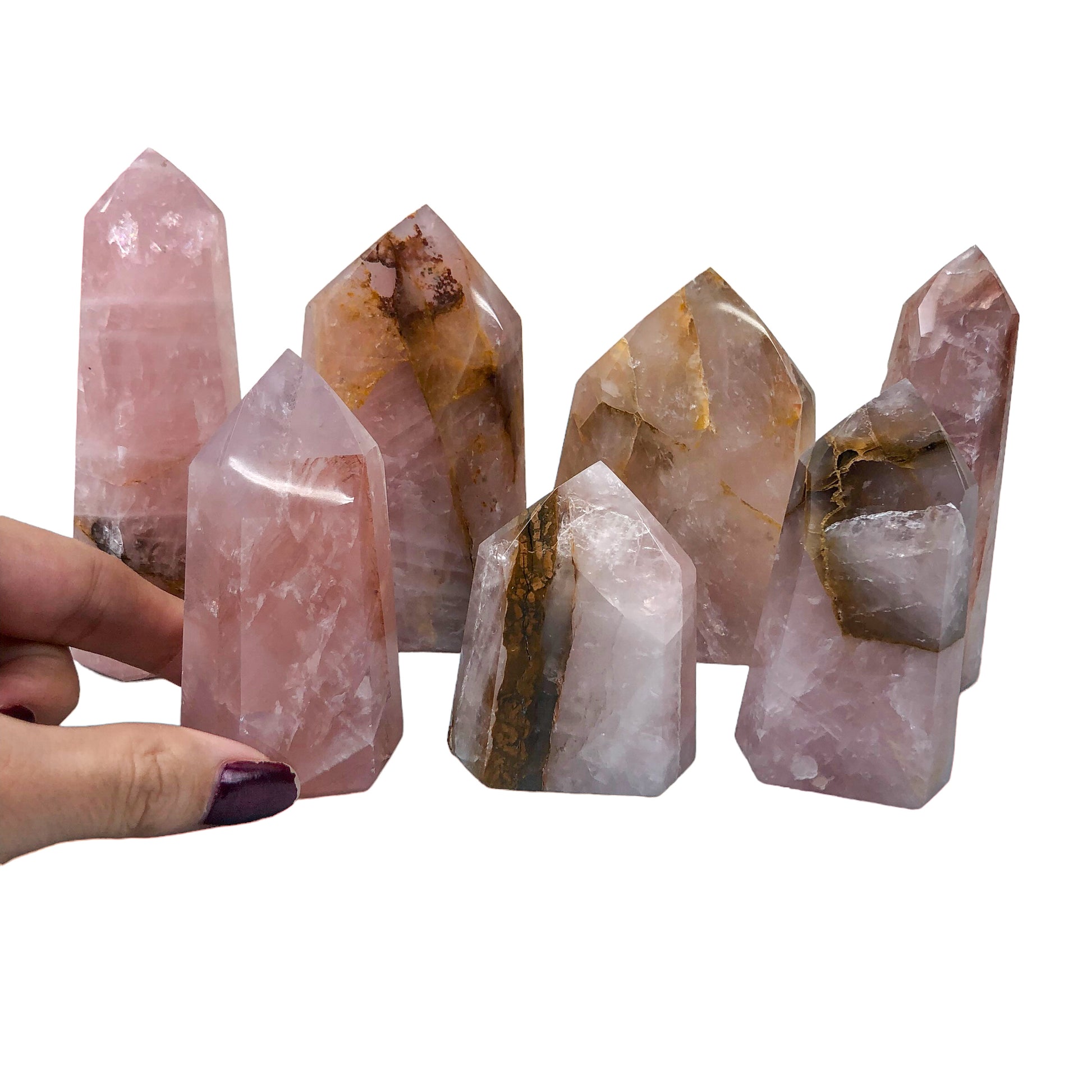 Rose Quartz with Golden Healer Inclusions Towers