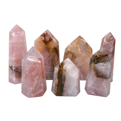 Rose Quartz with Golden Healer Inclusions Towers