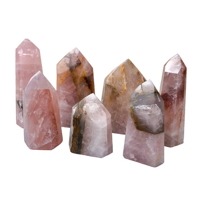 Rose Quartz with Golden Healer Inclusions Towers