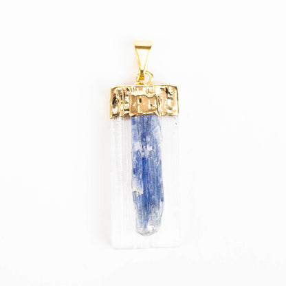 Selenite with Blue Kyanite Points Pendants - Nativa Gems