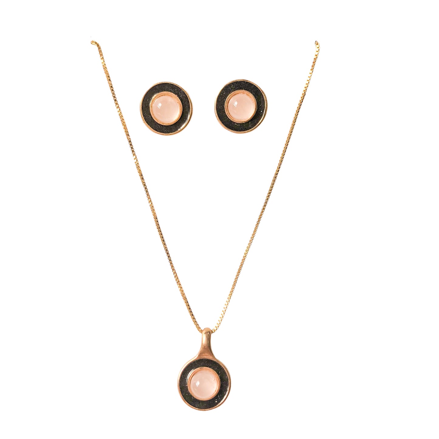 Set of Circle Earrings and Necklace