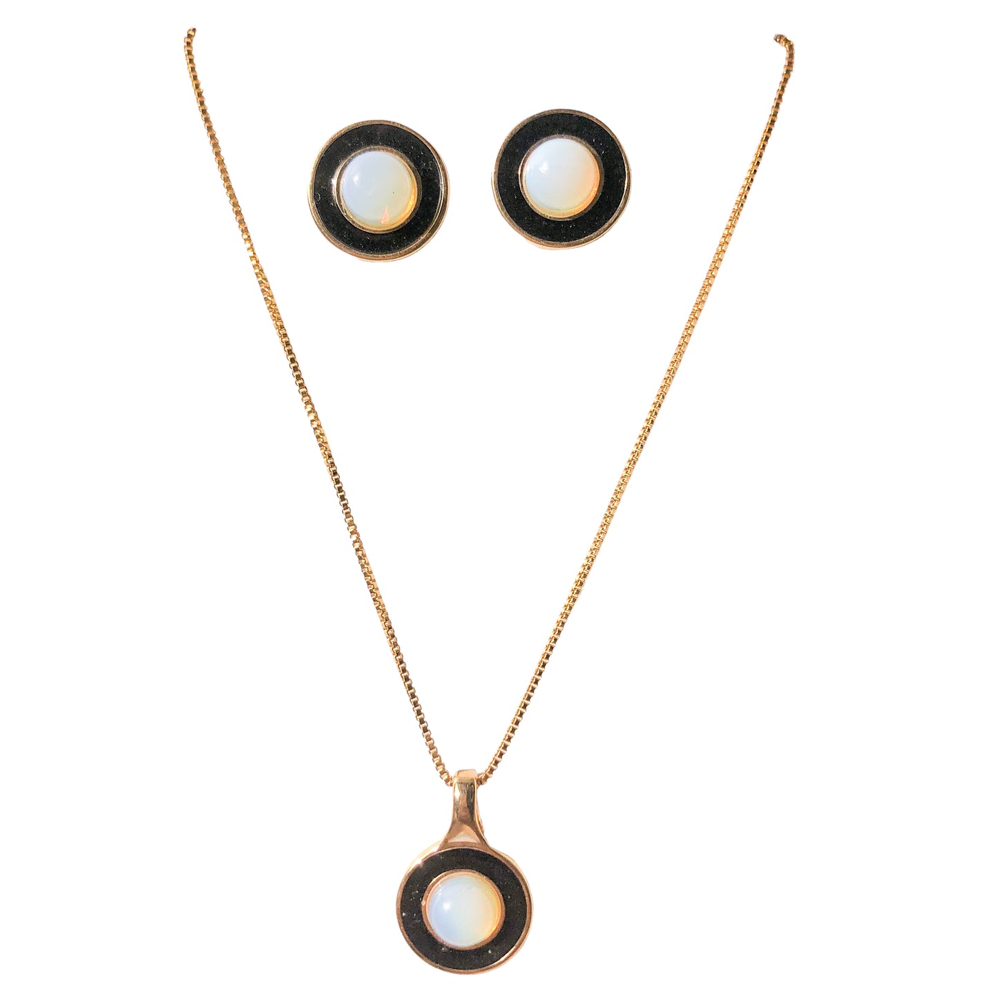 Set of Circle Earrings and Necklace