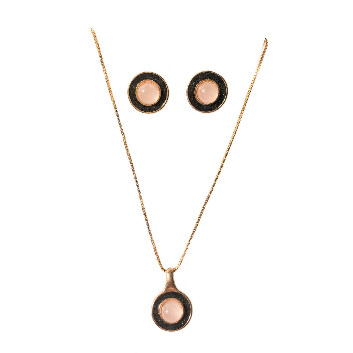 Set of Circle Earrings and Necklace