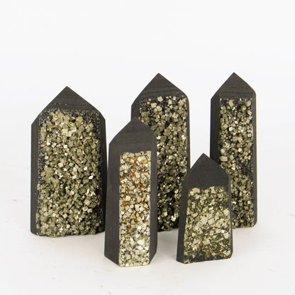 Shungite with Pyrite Towers