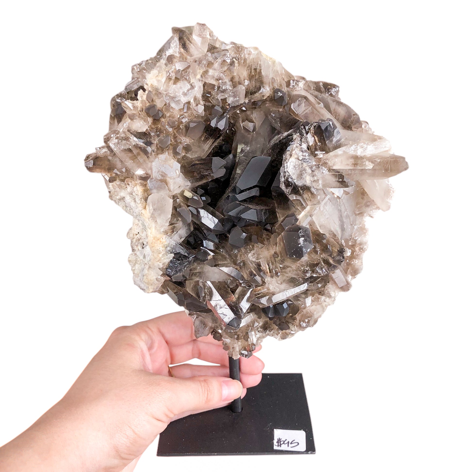 Smoky Quartz Cluster on Stand