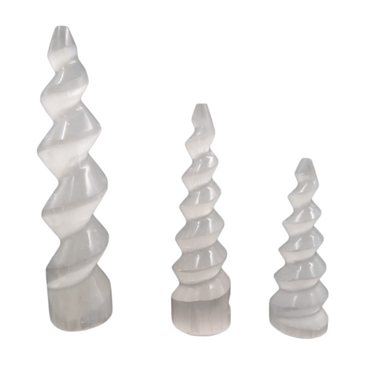 Twisted Selenite Tower - Nativa Gems