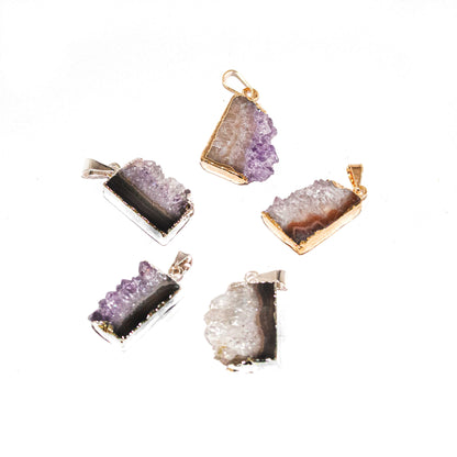 Amethyst Slice Tiny Pendants