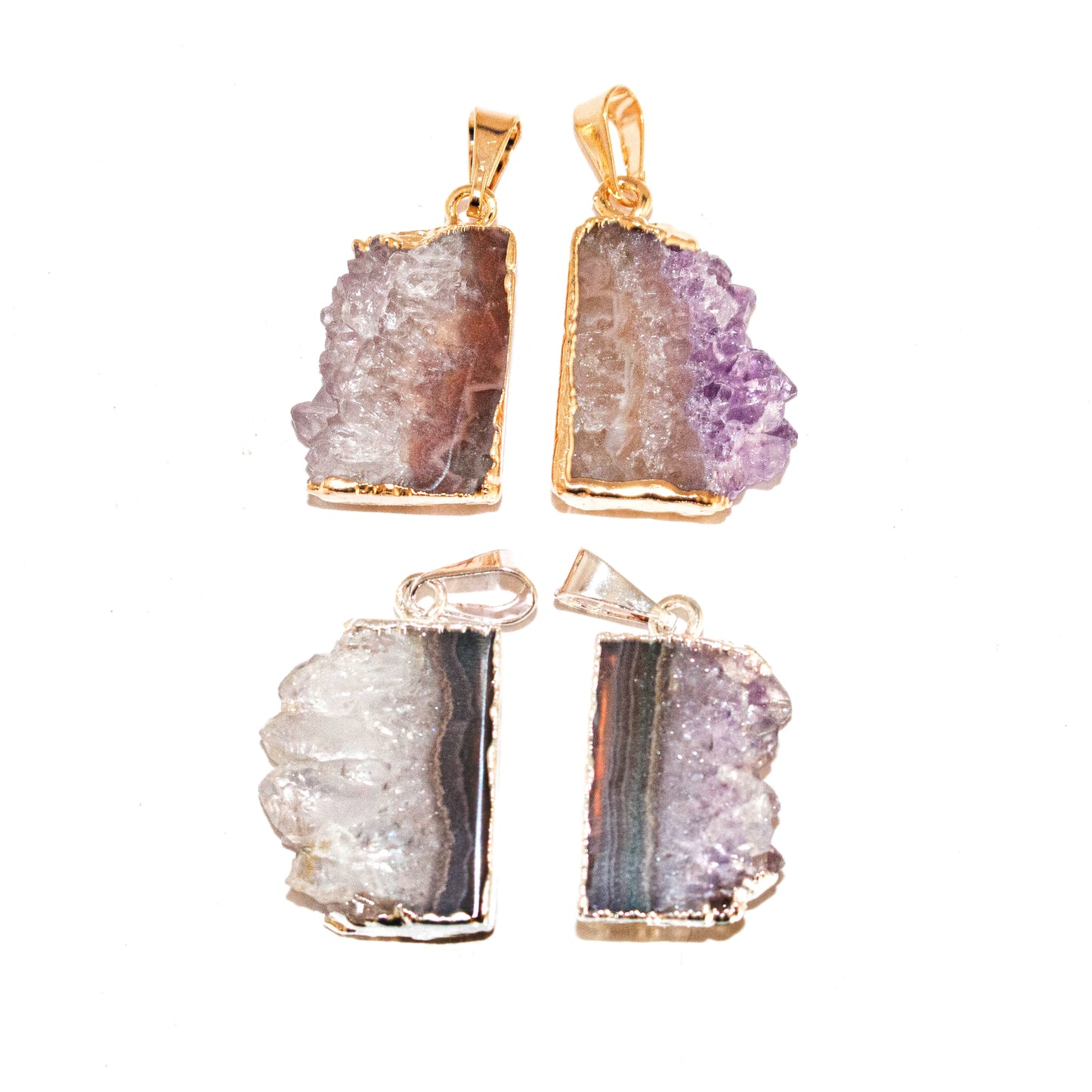 Amethyst Slice Tiny Pendants