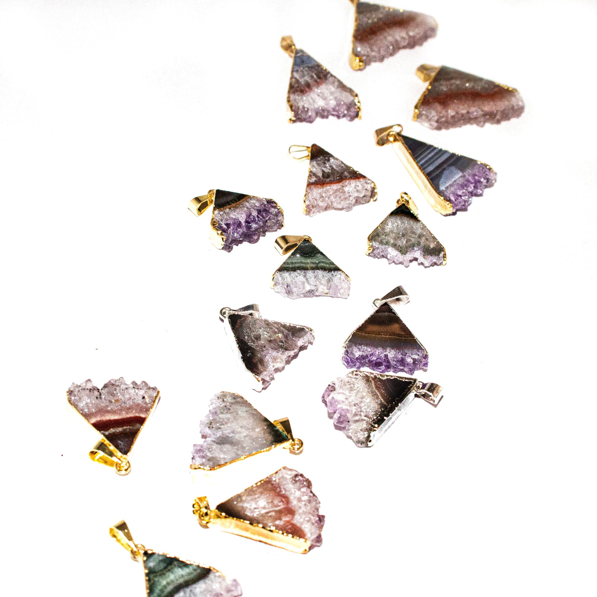 Amethyst Triangle Pendants