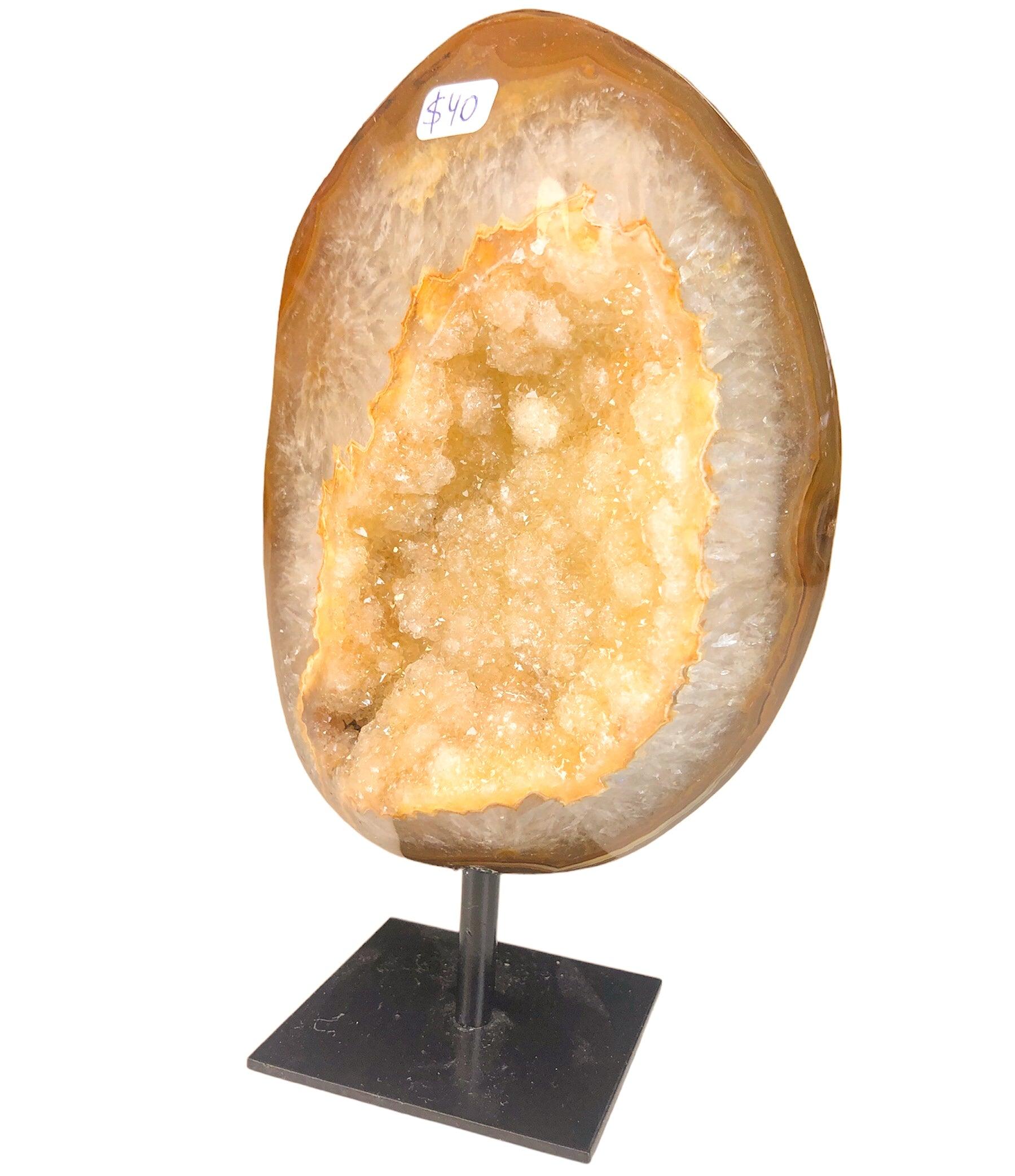 AGATE GEODE DRUZY ON STAND - Nativa Gems Brazil