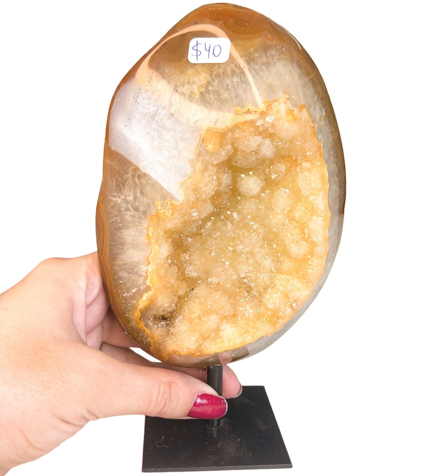 AGATE GEODE DRUZY ON STAND - Nativa Gems Brazil